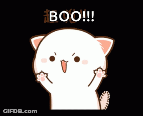 Cartoon Cat Says Boo With Paws Up GIF