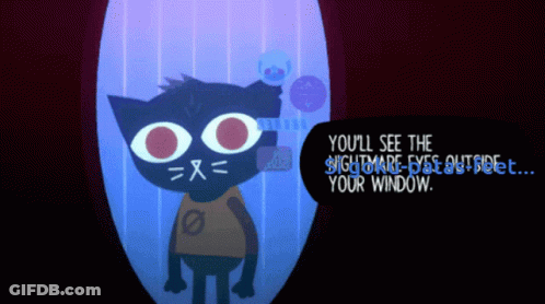 Cartoon Cat Says Nightmare Eyes Outside GIF