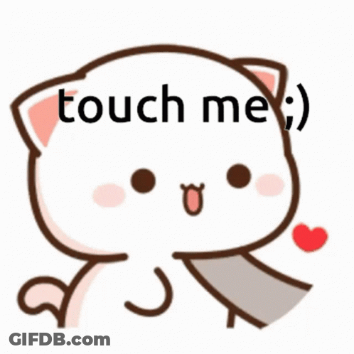 Cartoon Cat Says Touch Me With Heart In Mouth GIF