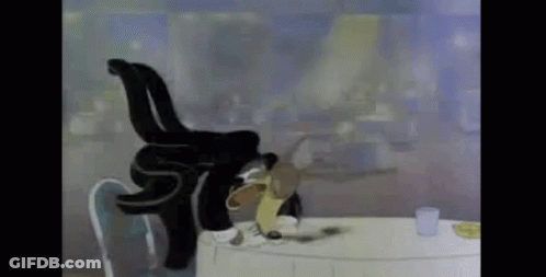 Cartoon Cat Sitting At Table With Beer GIF