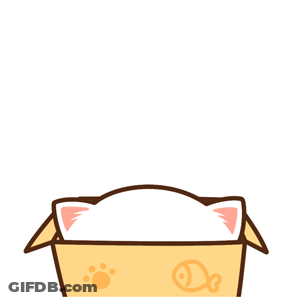 Cartoon Cat Sitting In Cardboard Box Saying Hello GIF
