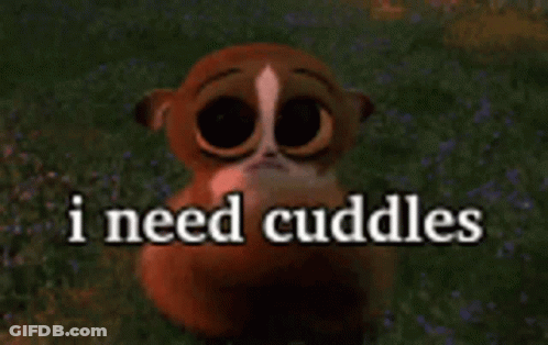 Cartoon Cat Sitting In Grass I Need Cuddles GIF