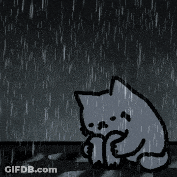 Cartoon Cat Sitting In Rain GIF