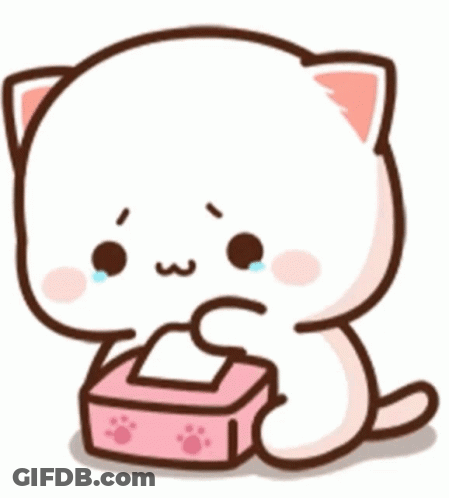 Cartoon Cat Sitting Next To Tissues Crying GIF