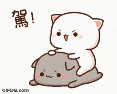 Cartoon Cat Sitting On Another Cat GIF