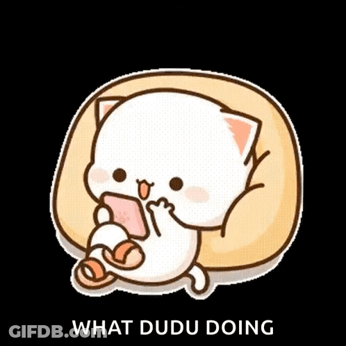 Cartoon Cat Sitting On Pillow Eating GIF