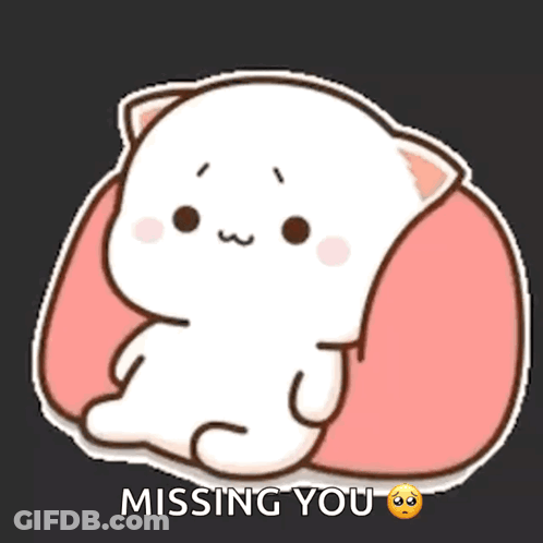 Cartoon Cat Sitting On Pillow Missing You GIF