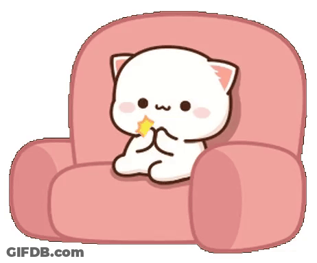 Cartoon Cat Sitting On Pink Couch Eating Star GIF