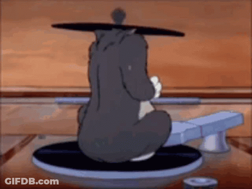 Cartoon Cat Sitting On Record Player With Hat GIF