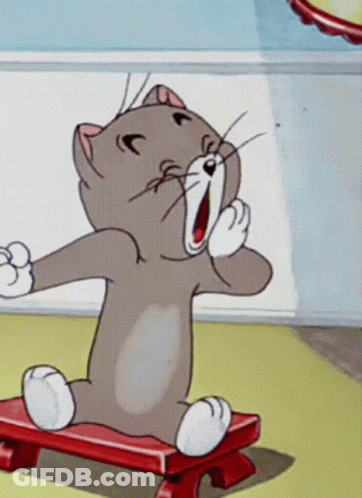 Cartoon Cat Sitting On Red Bench GIF