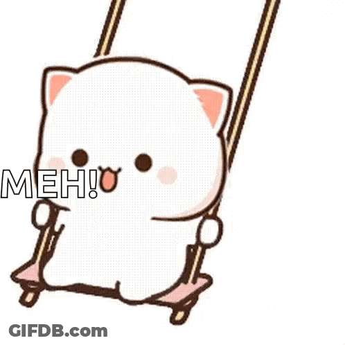 Cartoon Cat Sitting On Swing Saying Meh GIF