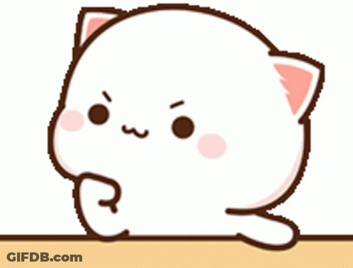 Cartoon Cat Sitting On Table With Hand On Chin GIF