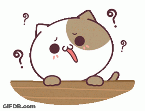 Cartoon Cat Sitting On Table With Question Mark GIF