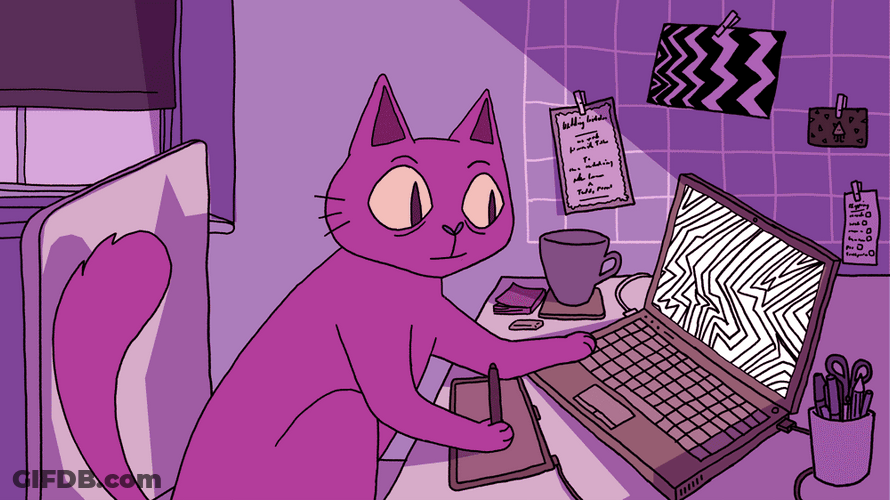 Cartoon Cat Sketch Drawing Computer GIF