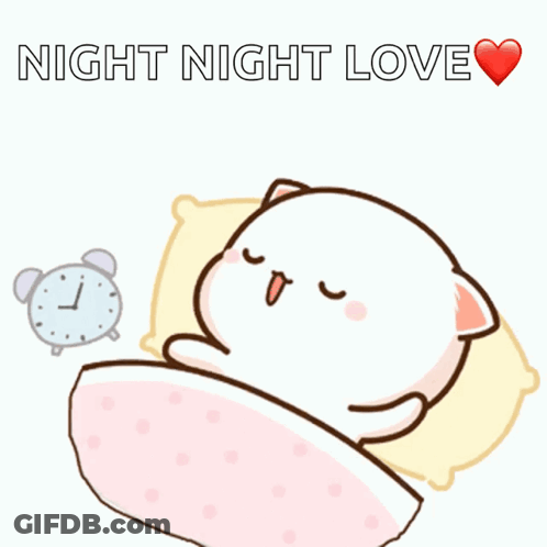 Cartoon Cat Sleeping In Bed With Alarm Clock GIF
