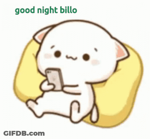 Cartoon Cat Sleeping On Pillow With Cell Phone GIF