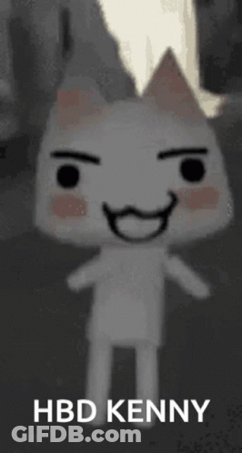 Cartoon Cat Smiling HBD Kenny GIF
