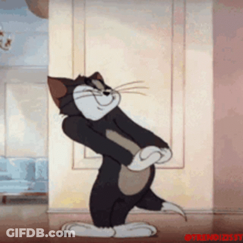 Cartoon Cat Standing Holding Stick GIF