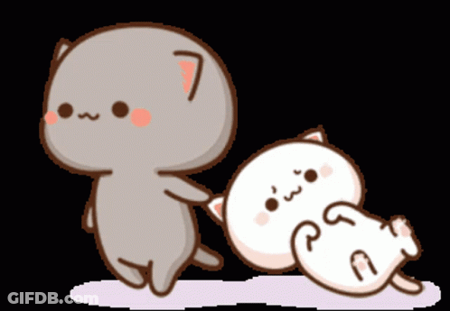 Cartoon Cat Standing Next To Laying Cat GIF