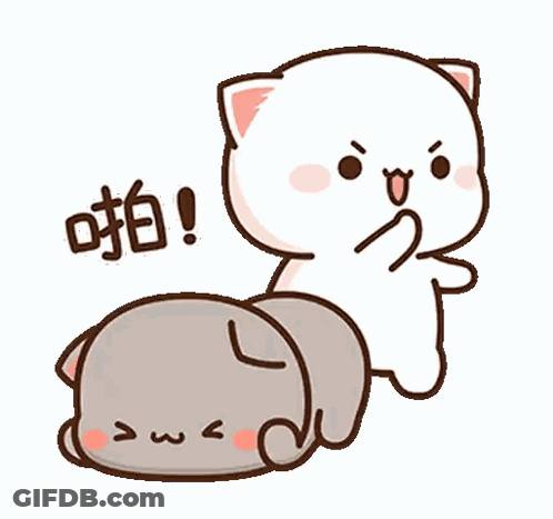 Cartoon Cat Standing Next To Lying Cat GIF