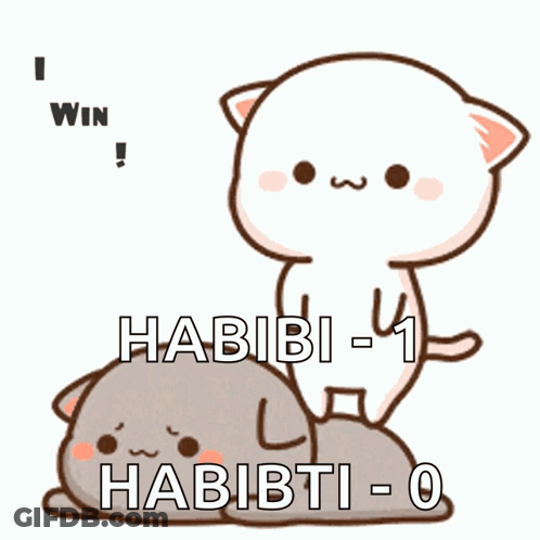 Cartoon Cat Standing On Another Cat Saying I Win GIF