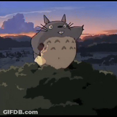 Cartoon Cat Standing On Hill With Girl GIF