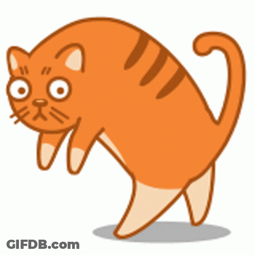 Cartoon Cat Standing On Hind Legs Looking At Camera GIF