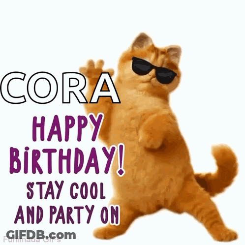 Cartoon Cat Sunglasses Cora Happy Birthday Stay Cool Party On GIF