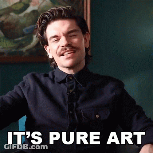 Cartoon Cat Surrounded By Art Supplies And Palette GIF