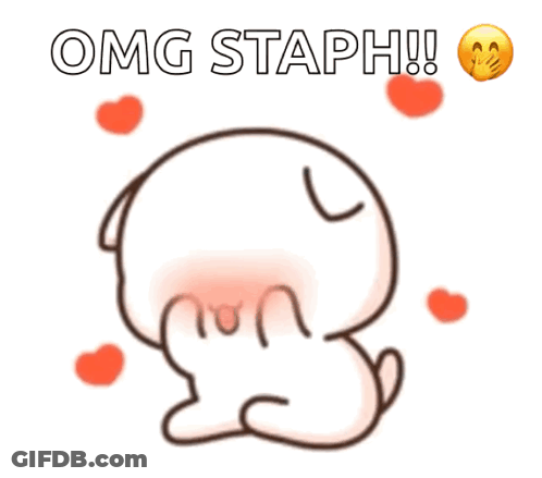 Cartoon Cat Surrounded By Hearts OMG Staph GIF