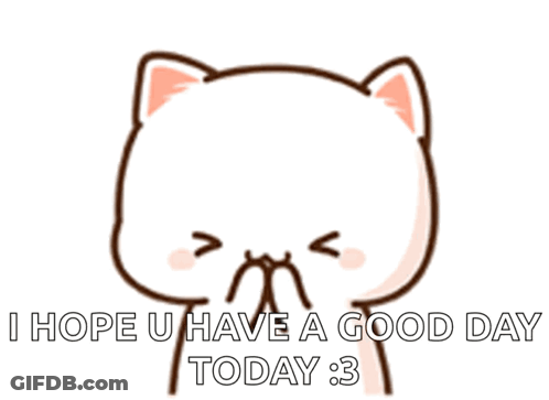 Cartoon Cat Surrounded By Hearts Saying Have A Good Day GIF