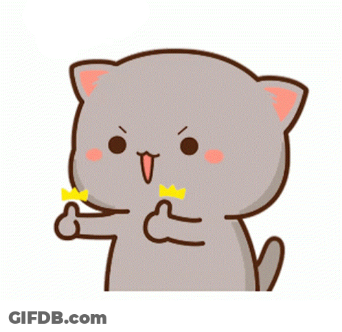 Cartoon Cat Thumbs Up Holding Crown GIF