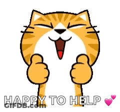 Cartoon Cat Thumbs Up Saying Happy To Help GIF