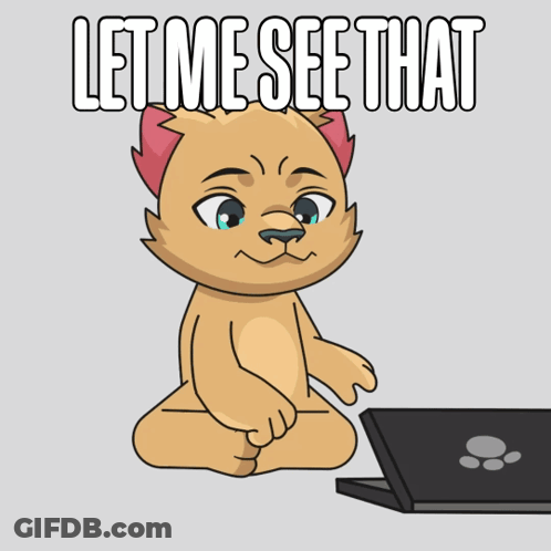 Cartoon Cat Typing On Laptop Let Me See That GIF