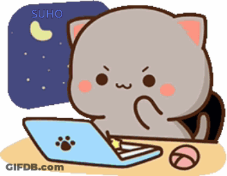 Cartoon Cat Using Laptop GIF