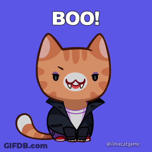 Cartoon Cat Vampire Face Boo GIF