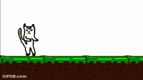 Cartoon Cat Walking Across Green Field GIF