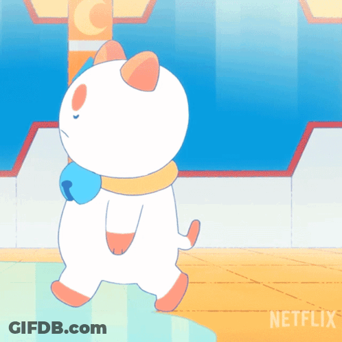 Cartoon Cat Walking In Front Of Netflix Sign GIF
