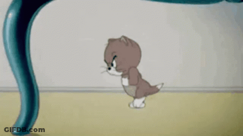 Cartoon Cat Walking Under Chair GIF