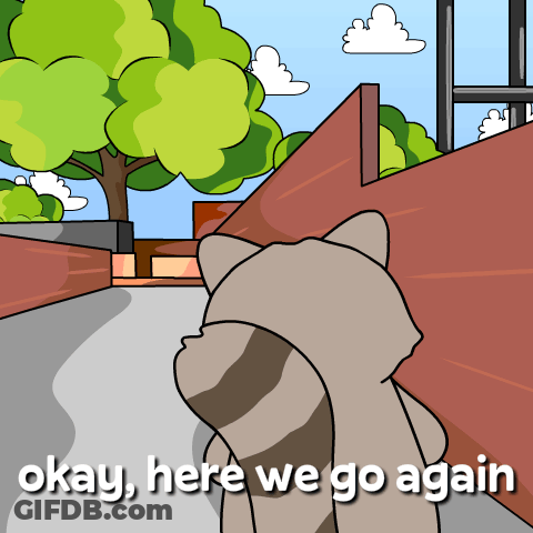 Cartoon Cat Walking With Okay Here We Go Again GIF
