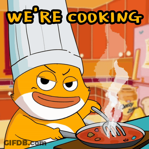 Cartoon Cat Wearing Chef Hat Cooking GIF