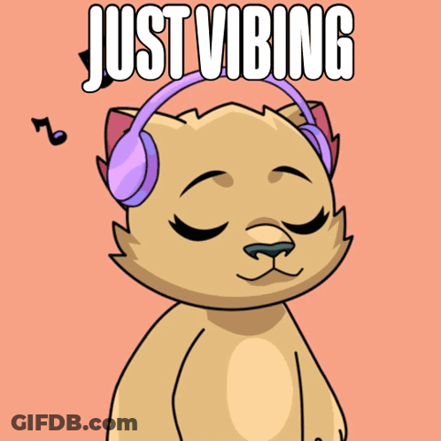 Cartoon Cat Wearing Headphones Just Vibing GIF