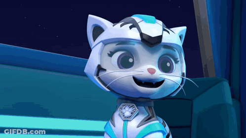 Cartoon Cat Wearing Helmet And Badge GIF