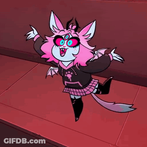 Cartoon Cat Wearing Hoodie And Skirt GIF