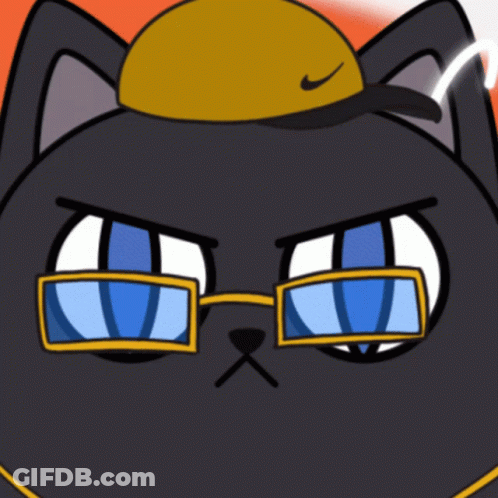 Cartoon Cat Wearing Nike Hat And Glasses GIF