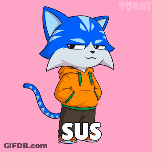 Cartoon Cat Wearing Orange Sus Hoodie GIF