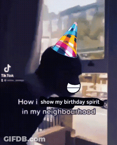 Cartoon Cat Wearing Party Hat GIF