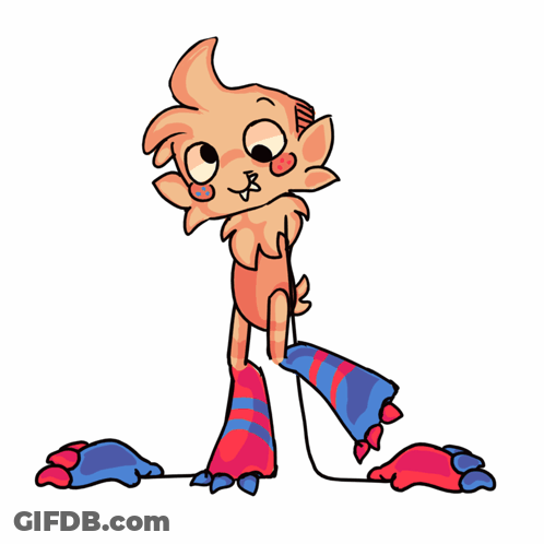 Cartoon Cat Wearing Striped Socks GIF