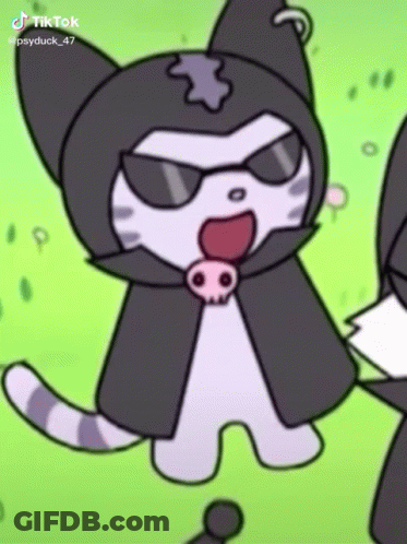 Cartoon Cat Wearing Sunglasses Cape And Skull GIF