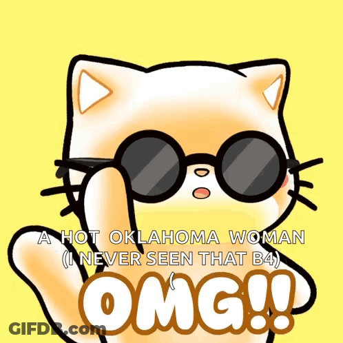 Cartoon Cat Wearing Sunglasses Says OMG GIF